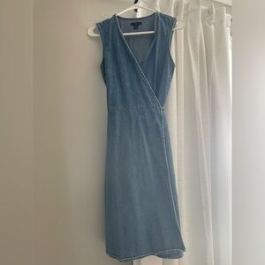 2002 GAP Sleeveless Blue Denim Wrap Dress